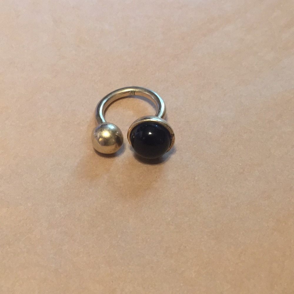 Madewell brass and black stone ring